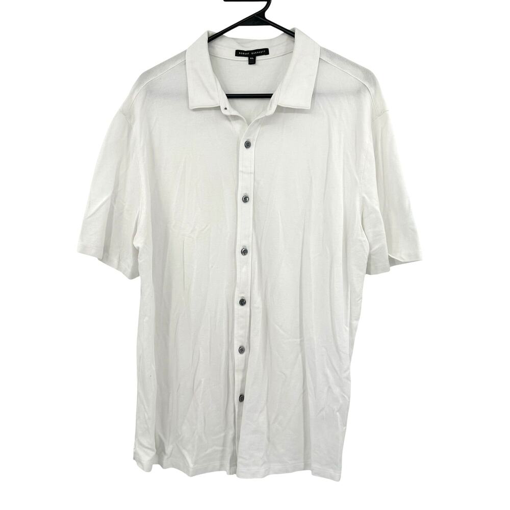 Robert Barakett Size XXL White Short‎ Sleeve Button Up Shirt Pima Cotton Blend